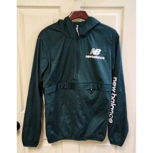 New Balance Womens Windbreaker Jacket  XL Hooded Pullover Lightweight Green